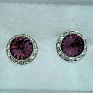 Swarovski Amethyst Crystal 15MM stud earrings for dance, performance & pageant